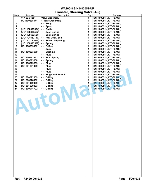 Komatsu WA200-8 Parts Manual WA00025H-2