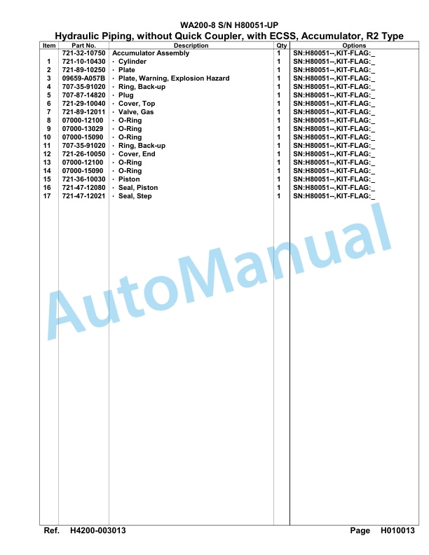 Komatsu WA200-8 Parts Manual WA00025H-3