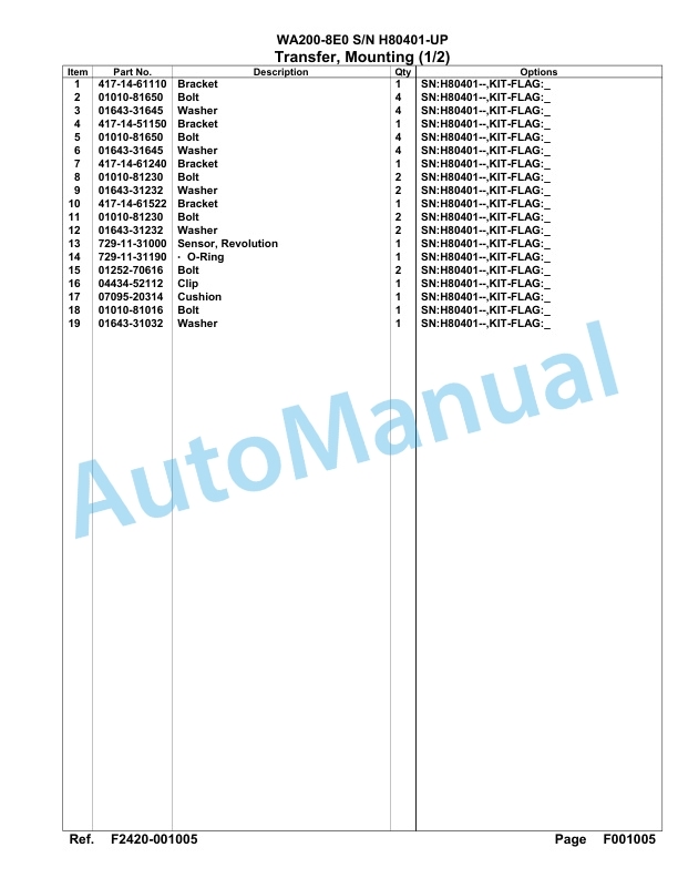 Komatsu WA200-8E0 Parts Manual H80401-up-2