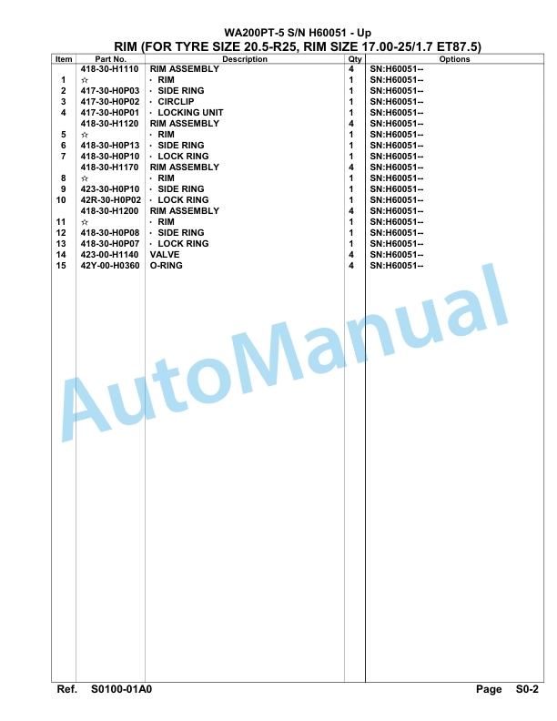 Komatsu WA200PT-5 Parts Manual H60051-up-5