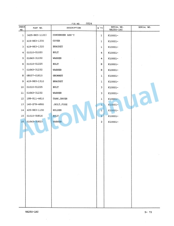 Komatsu WA250-1 Wheel Loader Parts Manual PEPBL4180100-4