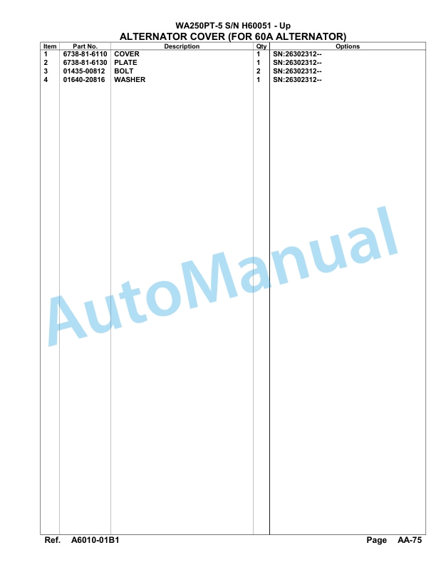 Komatsu WA250PT-5 Parts Manual H60051-up-2