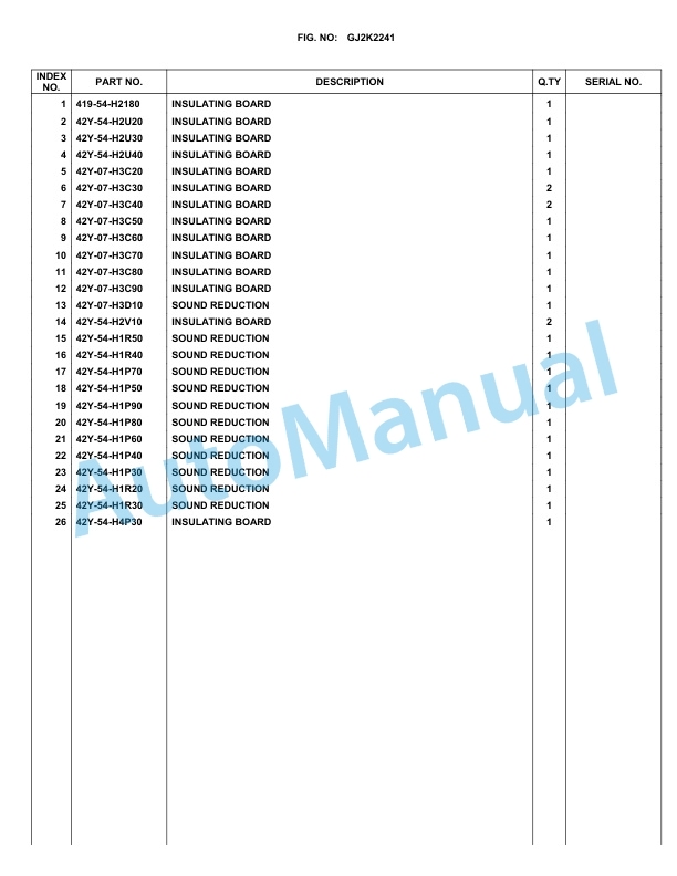 Komatsu WA270-3 Parts Manual WA270H21038-4