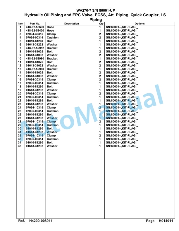 Komatsu WA270-7 Parts Manual 80001-UP-4