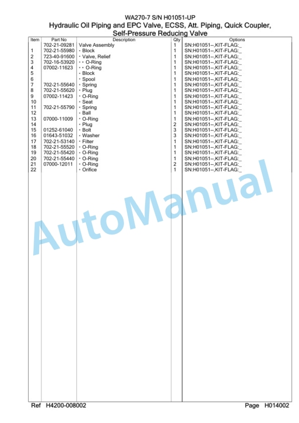 Komatsu WA270-7 Wheel Loader Parts Manual SAA6D7GH-4