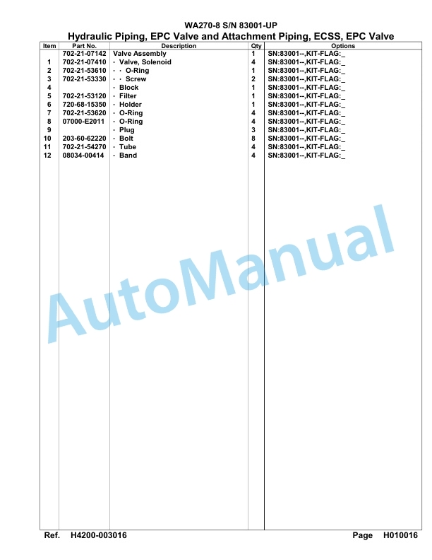 Komatsu WA270-8 Parts Manual WA00017H-3