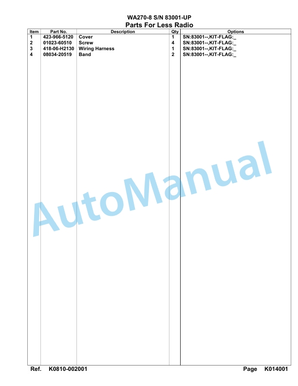 Komatsu WA270-8 Parts Manual WA00017H-5
