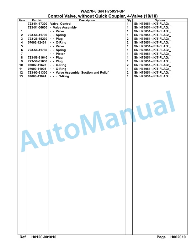 Komatsu WA270-8 Parts Manual WA00022H-2