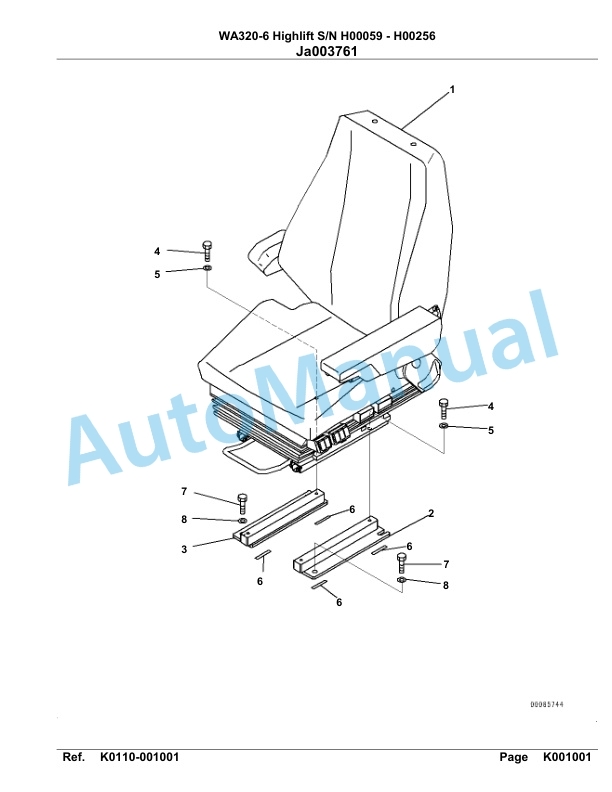 Komatsu WA320-6 Highlift Parts Manual H00059 - H00256-4