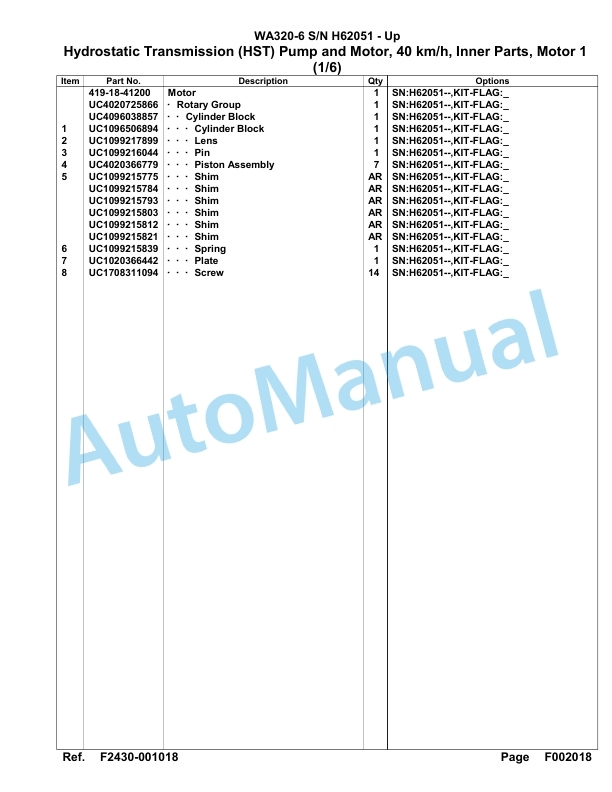 Komatsu WA320-6 Parts Manual H62051-up-2