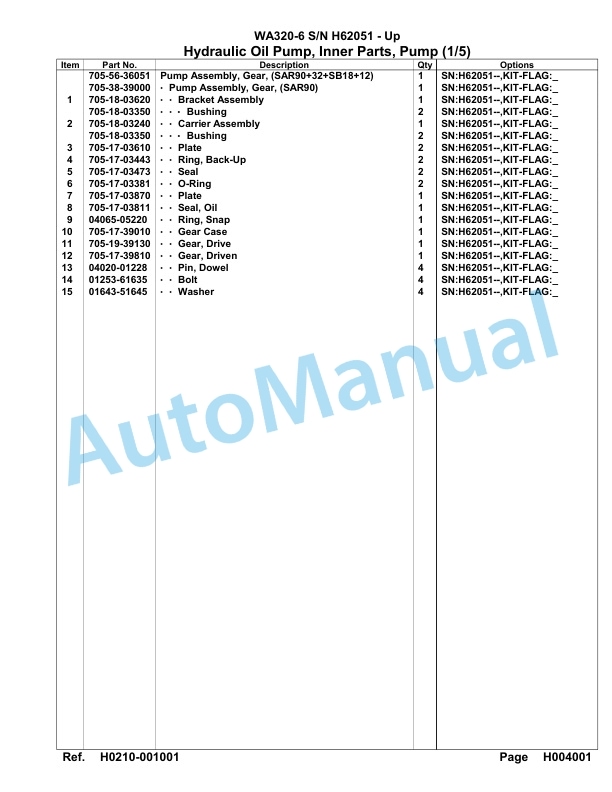 Komatsu WA320-6 Parts Manual H62051-up-3