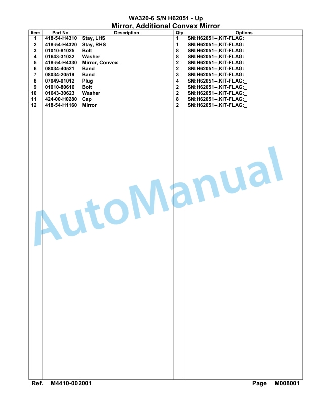 Komatsu WA320-6 Parts Manual H62051-up-5