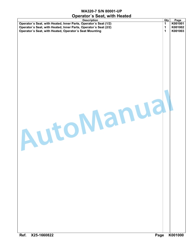 Komatsu WA320-7 Parts Manual 80001-UP-4