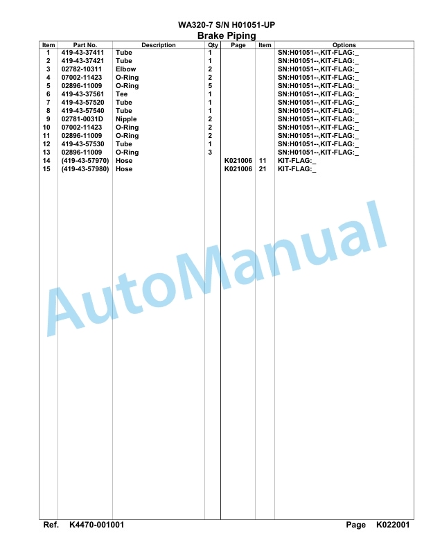 Komatsu WA320-7 Parts Manual SAA6D7FH-5