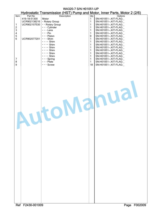 Komatsu WA320-7 Wheel Loader Parts Manual SAA6D7FH-2
