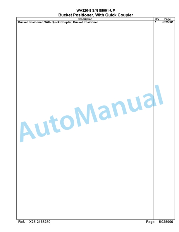 Komatsu WA320-8 Parts Manual WA00015H-5