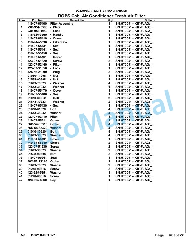 Komatsu WA320-8 Parts Manual WA00020H-4