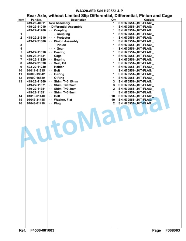 Komatsu WA320-8E0 Parts Manual WA00039H-2