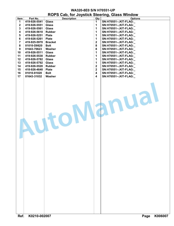 Komatsu WA320-8E0 Parts Manual WA00039H-4