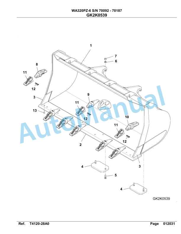 Komatsu WA320PZ-6 Parts Manual G70187-5