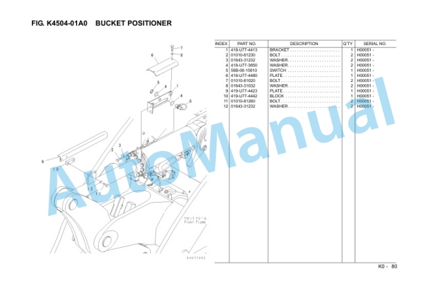 Komatsu WA320PZ-6 Wheel Loader Parts Manual VZPB1H6201-4