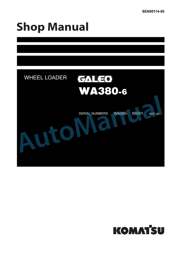 Komatsu WA380-6 Galeo Wheel Loader Shop Manual SEN00114-05
