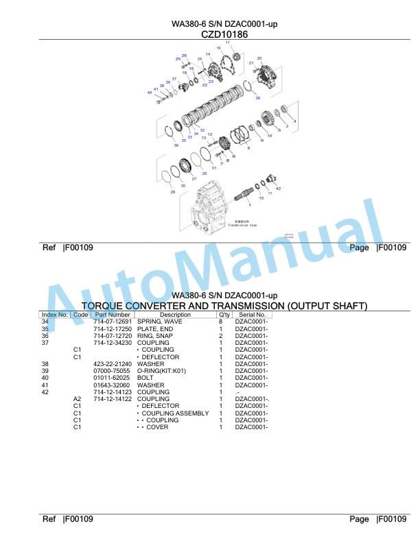 Komatsu WA380-6 Parts Manual DZAC0001-up-2