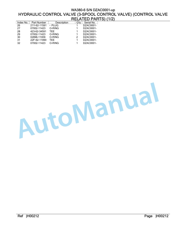 Komatsu WA380-6 Parts Manual DZAC0001-up-3