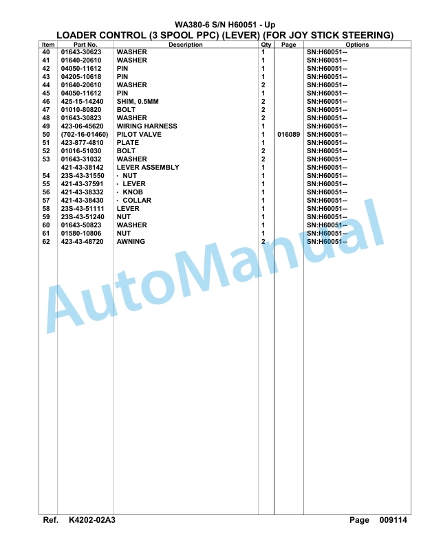 Komatsu WA380-6 Parts Manual H60051-up-4