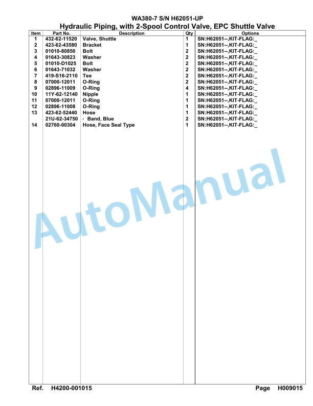 Komatsu WA380-7 Parts Manual SAA6D7EH-3