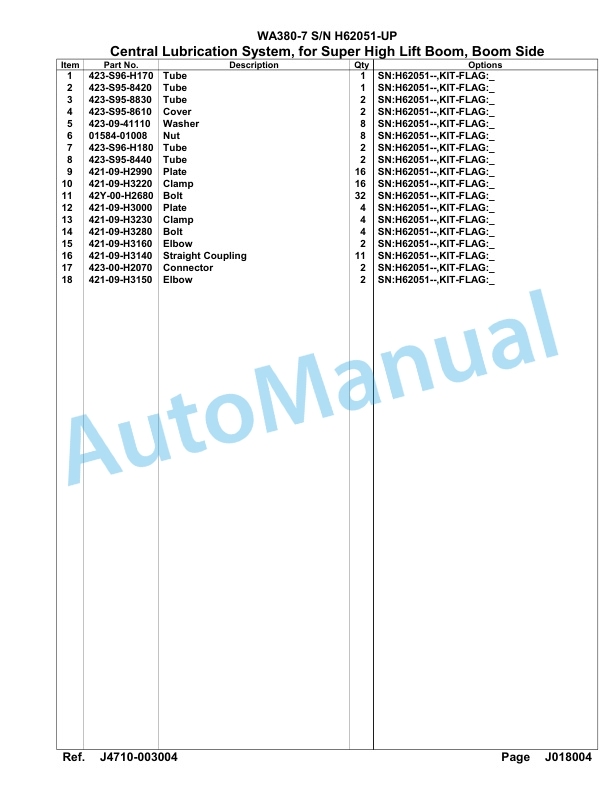 Komatsu WA380-7 Parts Manual SAA6D7EH-4