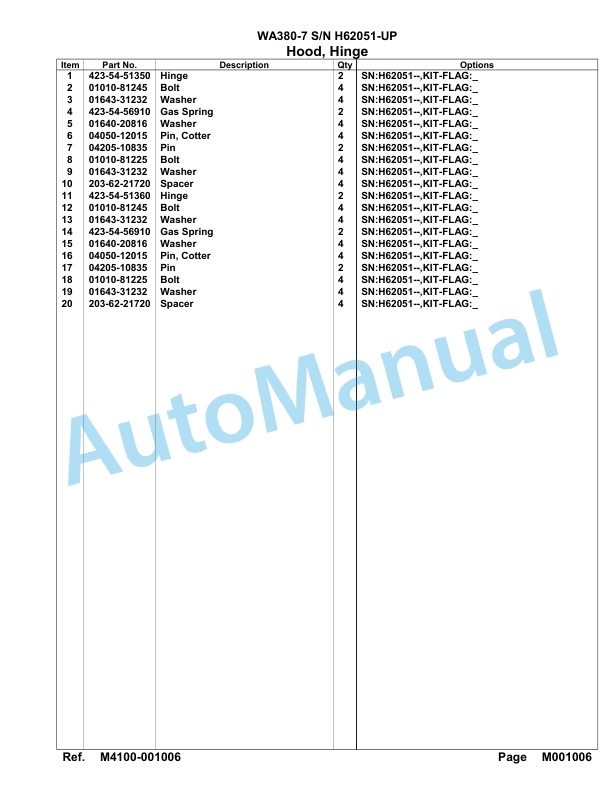 Komatsu WA380-7 Parts Manual SAA6D7EH-5