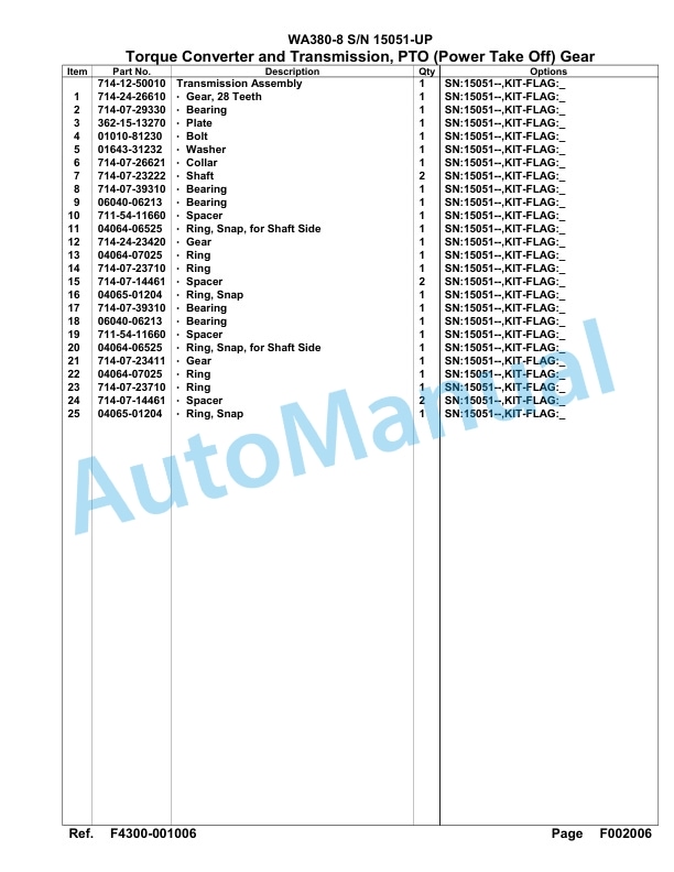 Komatsu WA380-8 Parts Manual WA00008H-2