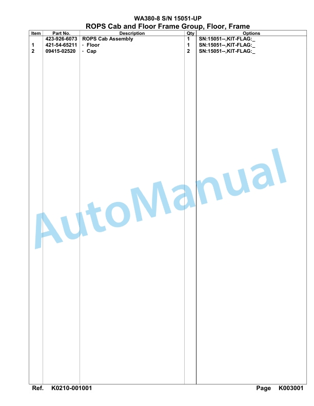 Komatsu WA380-8 Parts Manual WA00008H-4