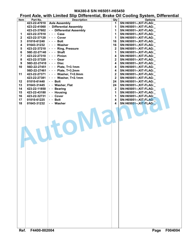 Komatsu WA380-8 Parts Manual WA00010H-2