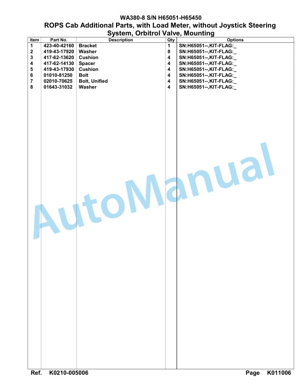 Komatsu WA380-8 Parts Manual WA00010H-4