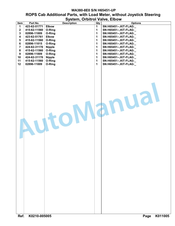 Komatsu WA380-8E0 Parts Manual WA00030H-4