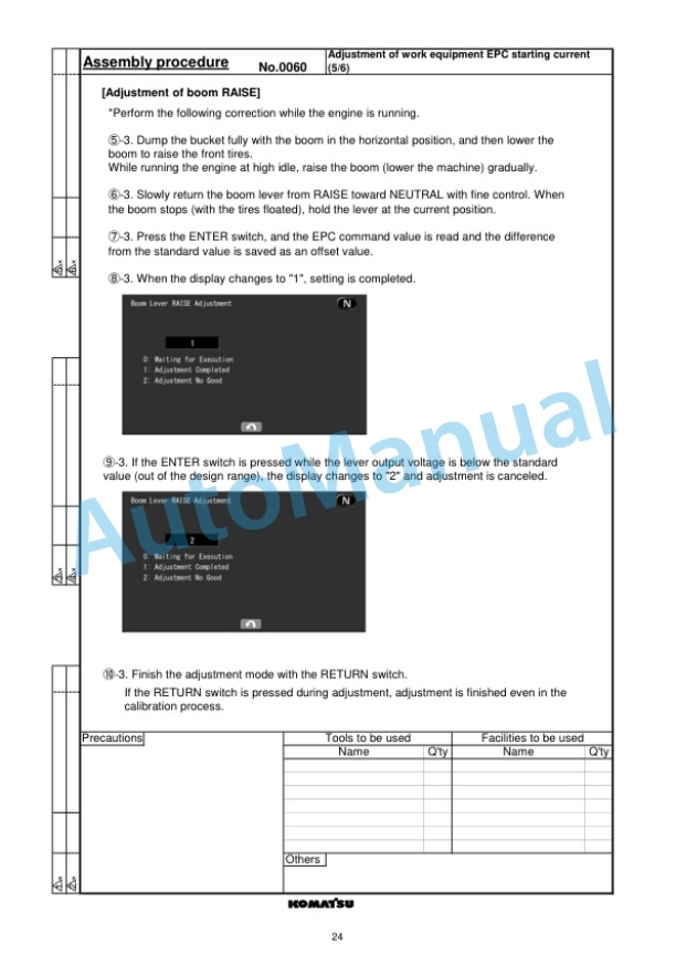 Komatsu WA380-8E0 Wheel Loader Field Assembly Manual GEN00185-00-4