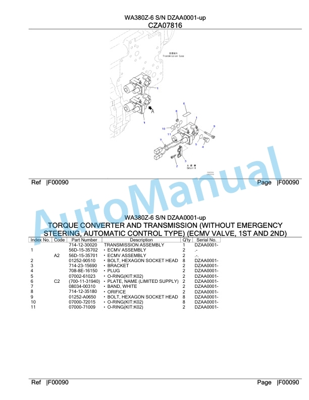 Komatsu WA380Z-6 Parts Manual DZAA0001-up-2