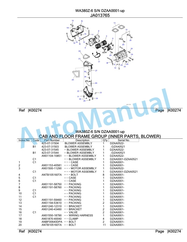 Komatsu WA380Z-6 Parts Manual DZAA0001-up-4
