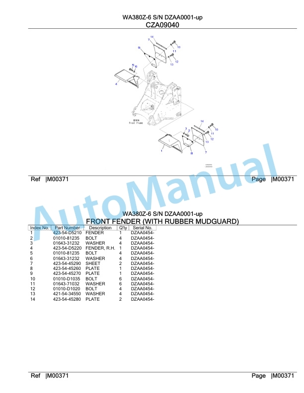 Komatsu WA380Z-6 Parts Manual DZAA0001-up-5