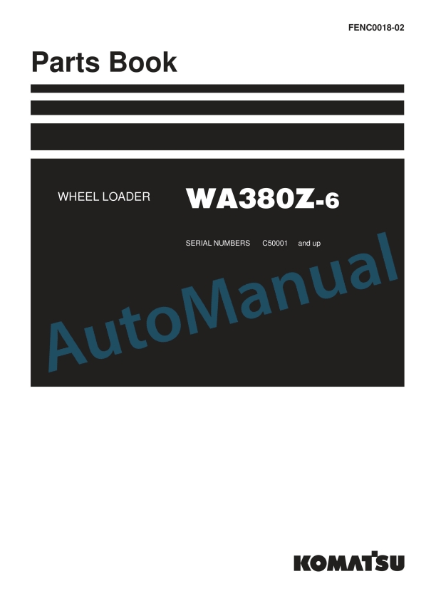 Komatsu WA380Z-6 Wheel Loader Parts Manual FENC0018-02