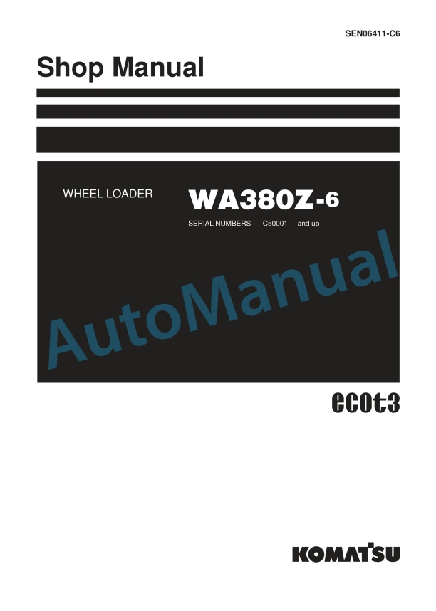 Komatsu WA380Z-6 Wheel Loader Shop Manual SEN06411-C6