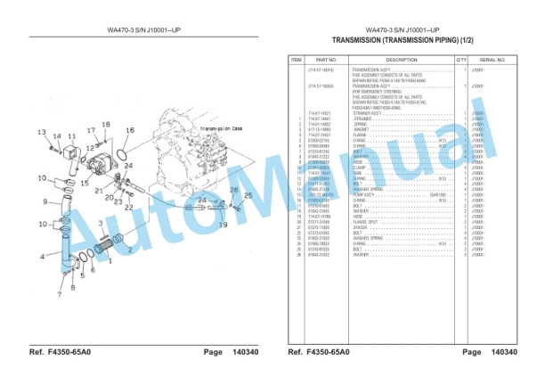 Komatsu WA470-3 Wheel Loader, S6D125-1 Parts Manual LEPBW47300-3