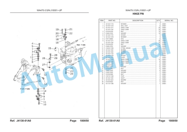 Komatsu WA470-3 Wheel Loader, S6D125-1 Parts Manual LEPBW47300-4