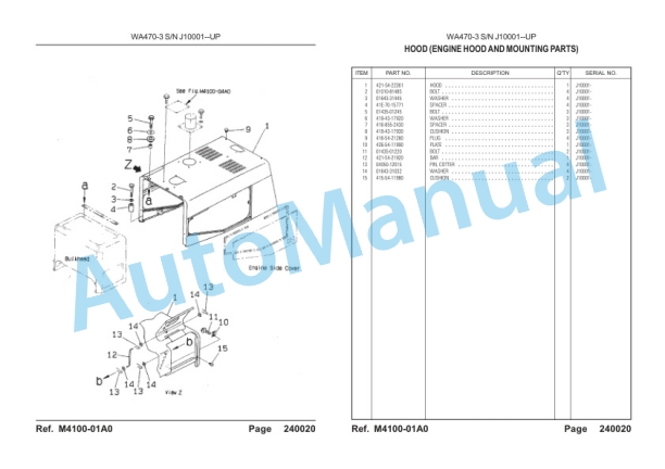Komatsu WA470-3 Wheel Loader, S6D125-1 Parts Manual LEPBW47300-5