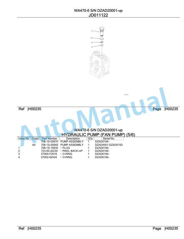 Komatsu WA470-6 Parts Manual DZAD20001-up-3