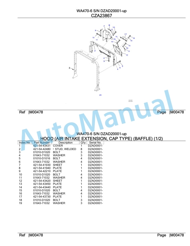 Komatsu WA470-6 Parts Manual DZAD20001-up-5