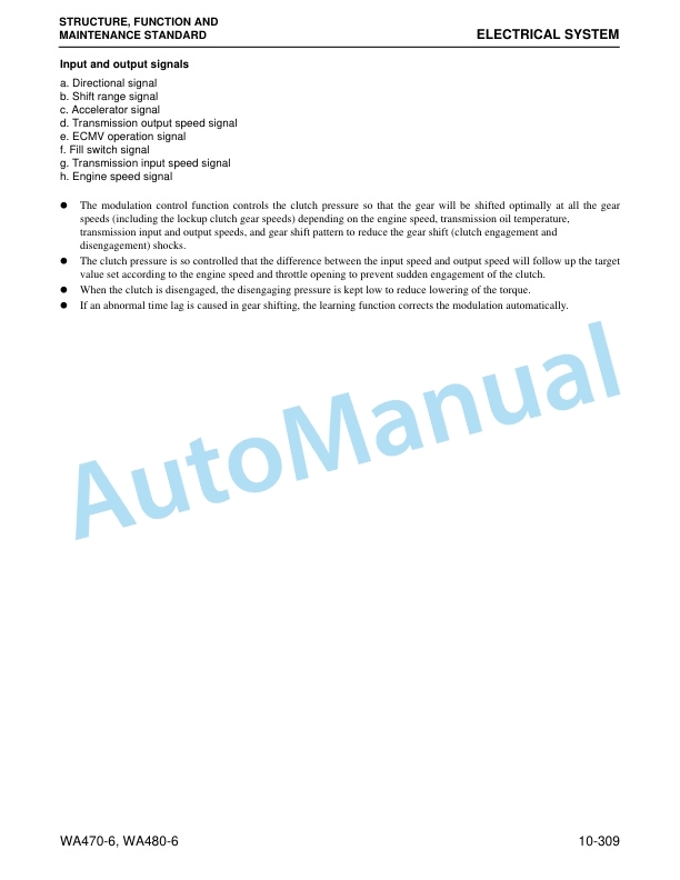 Komatsu WA470-6, WA480-6 Wheel Loader Shop Manual CEBM023002-2