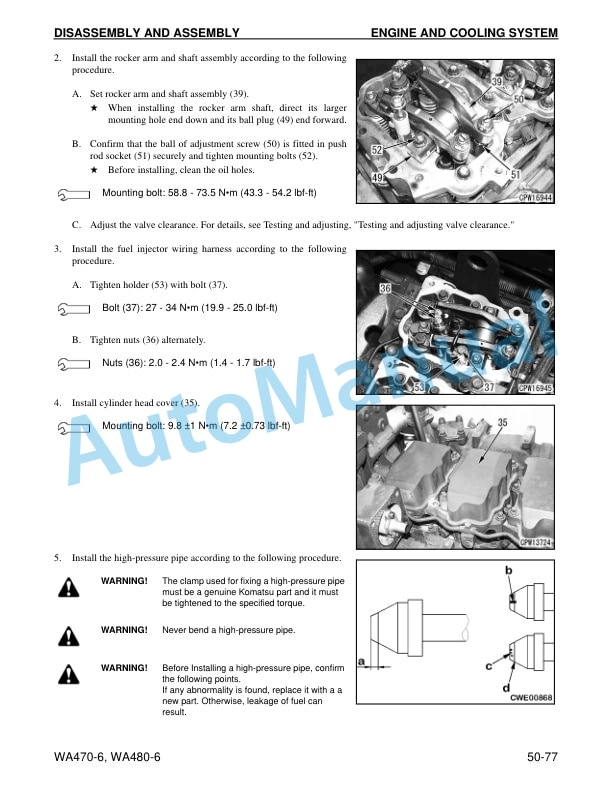 Komatsu WA470-6, WA480-6 Wheel Loader Shop Manual CEBM023002-5